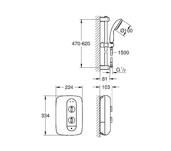 Grohe New Tempesta 100 Frosted Granite Electric Shower 9.5 kW 26221000