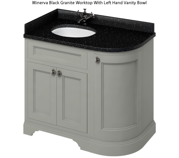 Burlington Freestanding 1000mm Dark Olive Left Hand Curved Vanity Unit