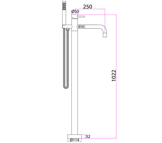 Qs Basics Inoxis Floor Standing Stainless Steel Bath Shower Mixer Tap