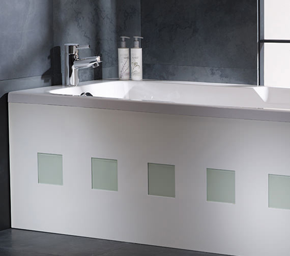 Quattro White Frosted Glass Squares Front Bath Panel 1700mm BP1200W