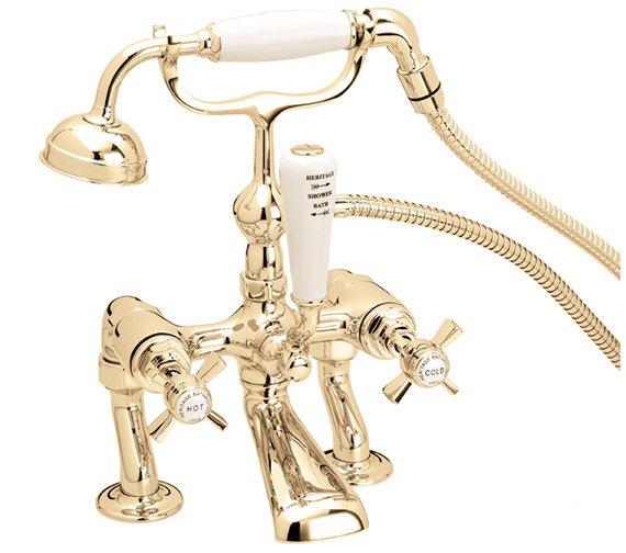 Heritage Dawlish Bath Shower Mixer Tap Vintage Gold TDCG02