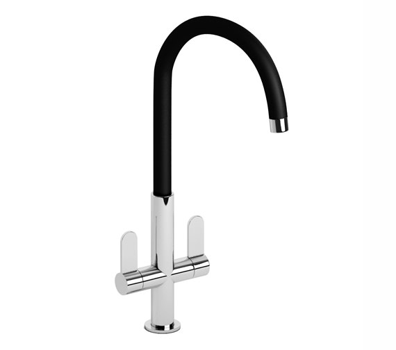 Abode Contemporary Linear Nero Chrome And Black Kitchen Mixer Tap - AT1184