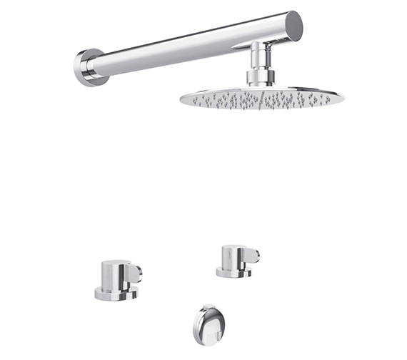 Abode Bliss Chrome Thermostatic 2 Hole Bath Overflow Filler Kit And Showerhead
