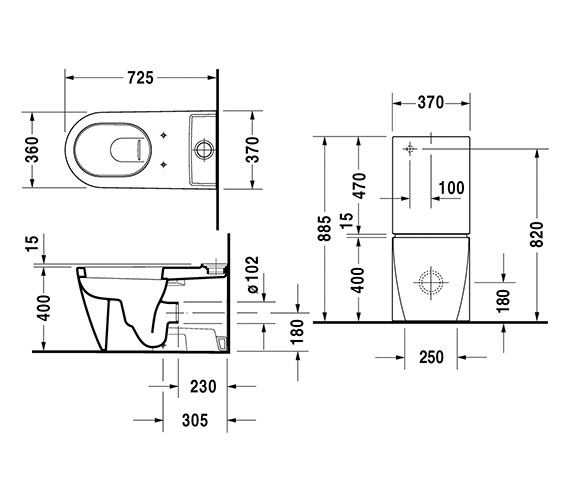 Duravit Starck 2 Close Coupled Toilet With Cistern - 2129090000