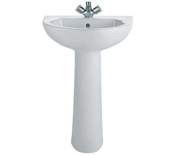 Twyford Option 1 Tap Hole White Washbasin With Pedestal 550 x 450mm