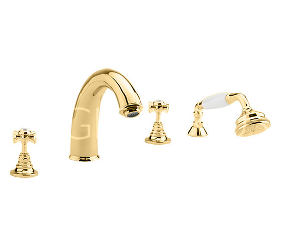 Sagittarius Churchmans 4 Hole Deck Bath Shower Mixer Tap Gold CH/114/G
