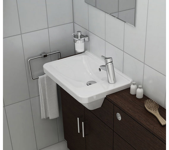 VitrA S50 Compact 550mm White Square Semi-Recessed Basin Right Handed