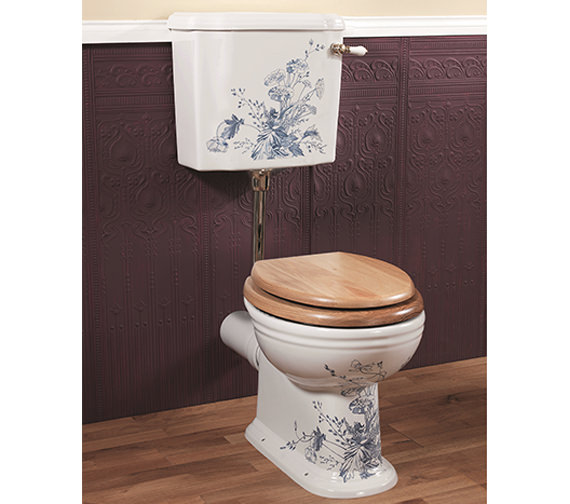 Silverdale Victorian Blue Garden Low Level WC And Cistern With Fittings