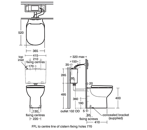 Ideal Standard Tempo Back-To-Wall WC Pan And Concealed Cistern - T327901