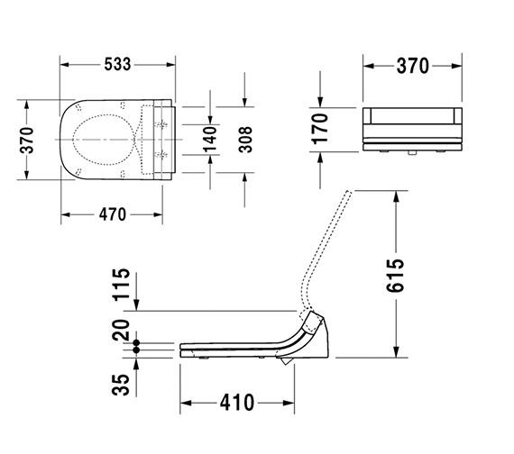 Duravit SensoWash Seat With Happy D2 Wall Mounted Toilet 610300002004300
