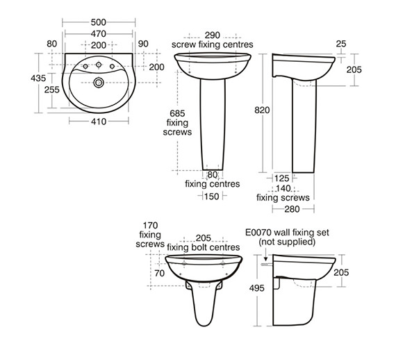 Ideal Standard Alto 500mm 2 Taphole Washbasin With Overflow