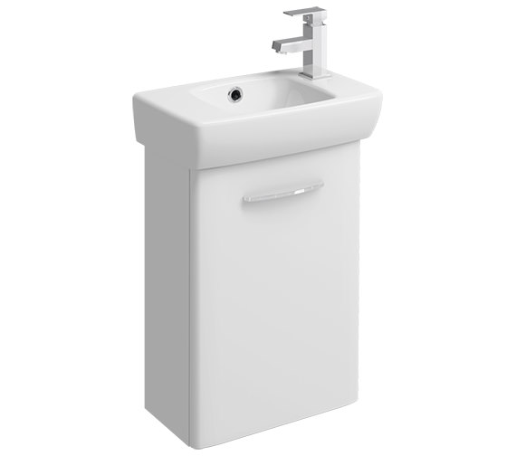 Twyford E100 Square 396mm White Unit And 450mm 1 Right Hand Tap Hole ...