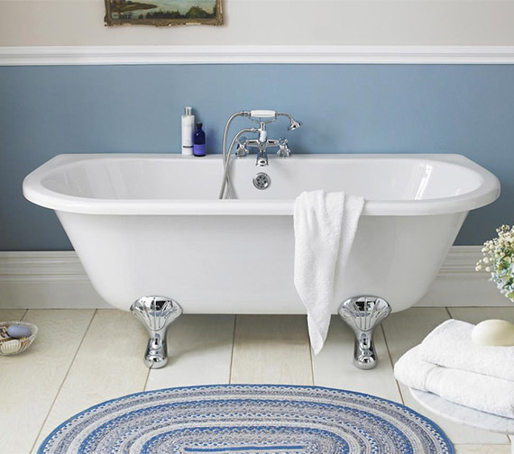 Hudson Reed Kenton 1700 x 750mm Back-To-Wall Freestanding White Acrylic Bath With Legs