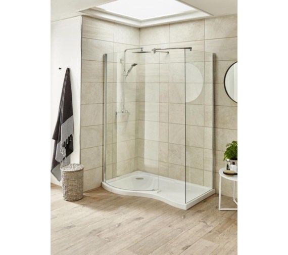 Beo Curved WalkIn Shower Enclosure And Left Hand Tray 1400 x 906mm