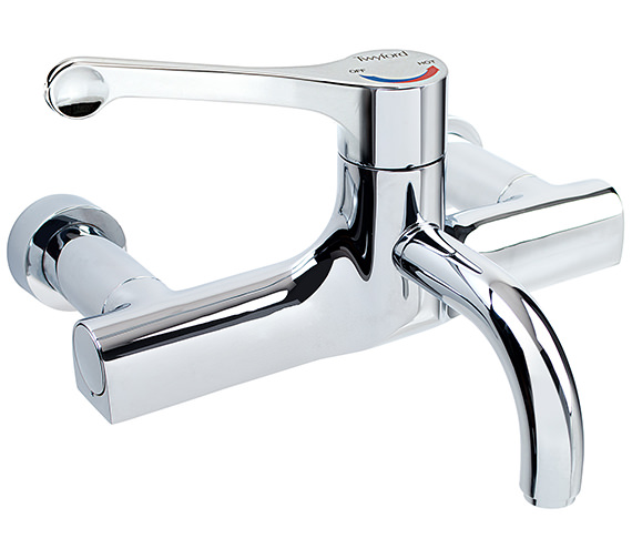 Twyford Sola Chrome Thermostatic Fixed Spout Surgeons Mixer Tap For Wall Mount Installation