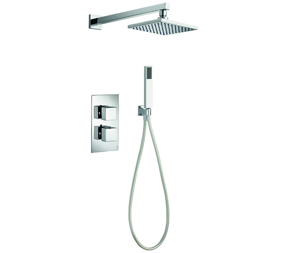 Pura Bloque2 Chorme Twin Outlet Thermostatic Valve With Head And Handset Kit