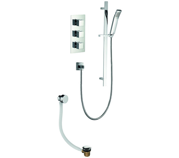 Pura Bloque2 Chorme Triple Thermostatic Valve With Slide Rail Kit And Bath Filler
