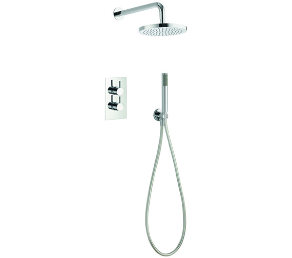Pura Arco Chrome Twin Outlet Thermostatic Valve With Head And Handset Kit