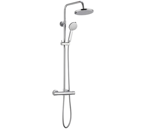 IMEX Arco Chrome Thermostatic Bar Valve With Rigid Riser Fixed Head And Handset