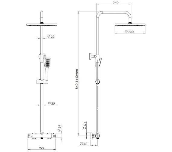 Imex Arco Chrome Thermostatic Bar Valve With Rigid Riser Fixed Head And Handset Xcrrpdf 