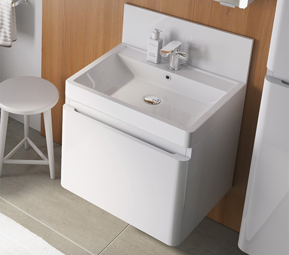 IMEX Flite White 900mm Wall Hung Single Drawer Unit And Basin