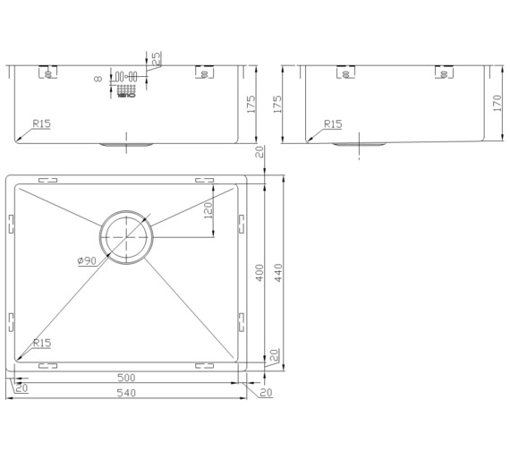 1810 Company Zenuno15 200U Satin 1 Bowl Kitchen Sink