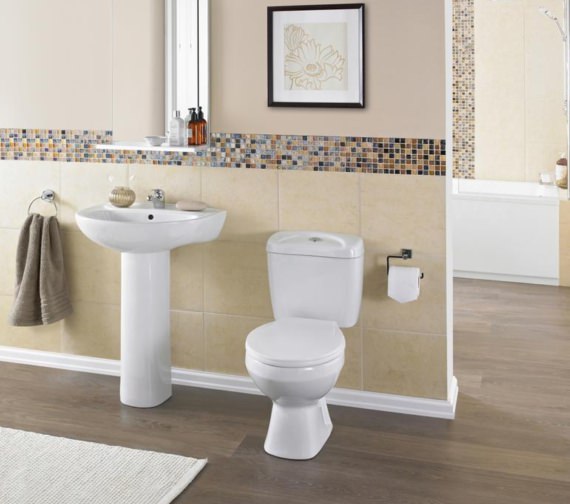 Nuie Melbourne 382 x 635mm Close Coupled White WC Set - NCS150.