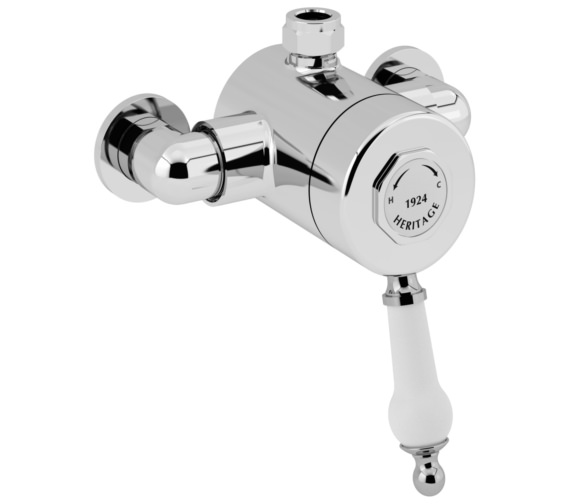 Heritage Glastonbury Exposed Chrome Thermostatic Valve With Top Outlet