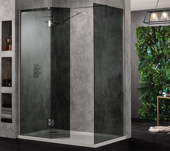 mirrors bathroom m Glass Aquadart Wetroom In 10 700mm Walk Shower Smoked