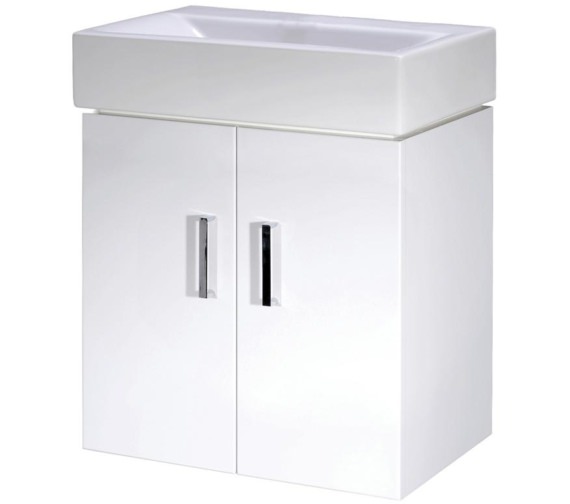 Nuie Mayford 450 x 320mm Wall Hung Gloss White Cabinet With Basin - VTWW450