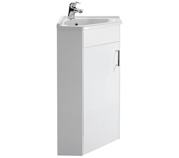 Nuie Mayford 555mm Wide Single Door Corner Gloss White Cabinet And Basin