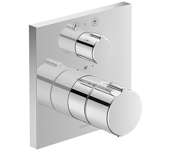 Duravit C.1 Square Chrome Thermostatic 2 Outlet Shower Mixer With Shut-Off Valve