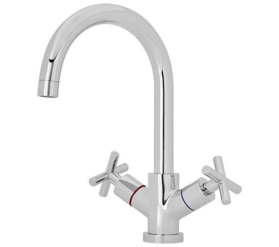 Nuie Two Cross Head Kitchen Sink Mixer Tap Chrome