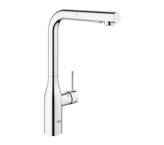 Grohe Essence L Spout Chrome Kitchen Sink Mixer Tap With Pull Out Spray