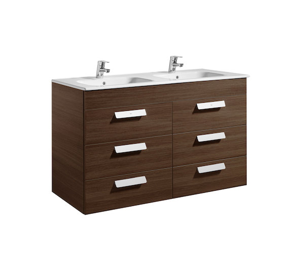 Roca Debba Unik Base Unit With 6 Drawer And Double Bowl Basin 1200mm