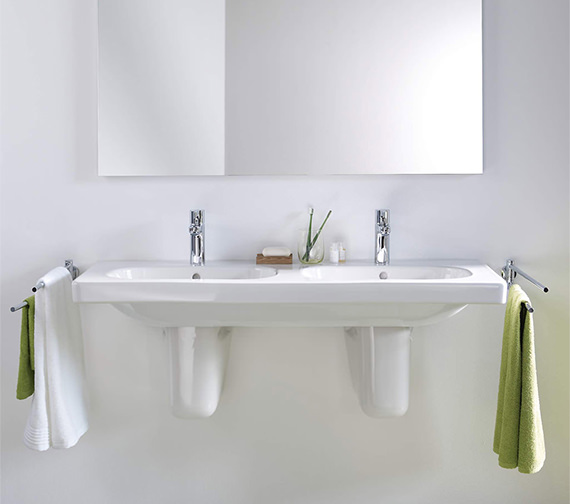 Duravit D-Code 1200mm Double Washbasin Without Tap Hole - 03481200002