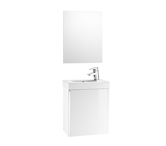 Roca Mini 450mm Vanity Unit With Basin And Mirror Textured Grey Finish