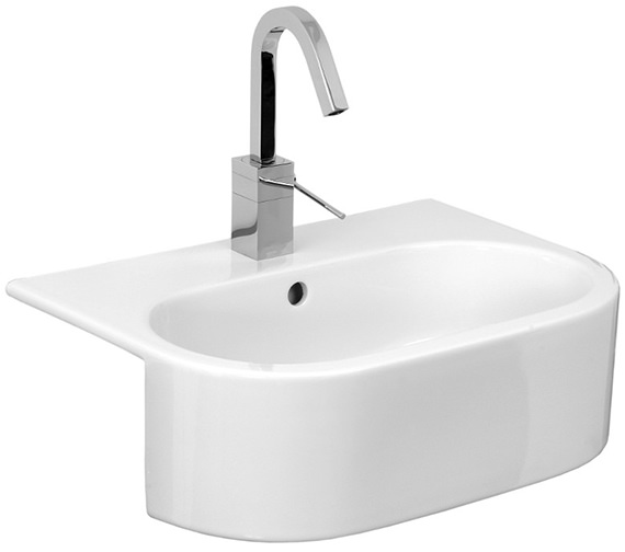 Saneux Uni 540mm Gloss White Semi Recessed Washbasin