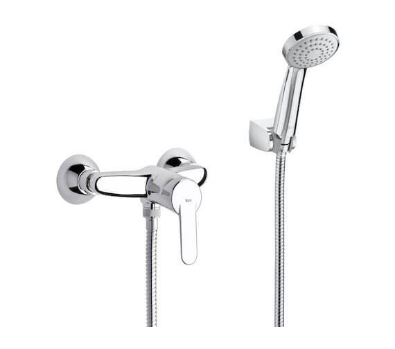 Roca Victoria Chrome Wall-Mounted Shower Mixer Valve With Handset And Hose