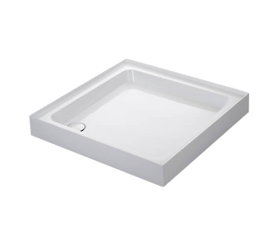 Mira Flight 4 Up-stand Square White Shower Tray With Waste
