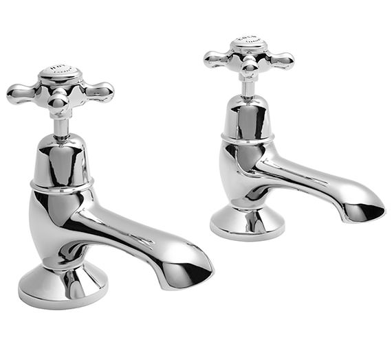 Bayswater Bath Taps With White X Head And Dome Collar