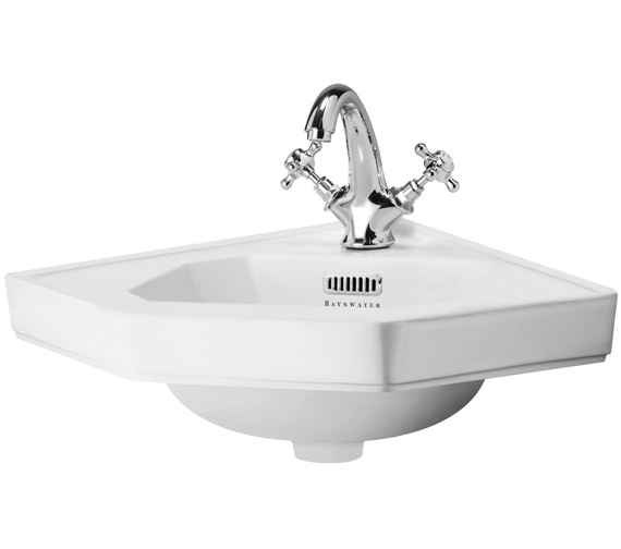 Bayswater Fitzroy 595mm White Corner Basin With 1 Taphole