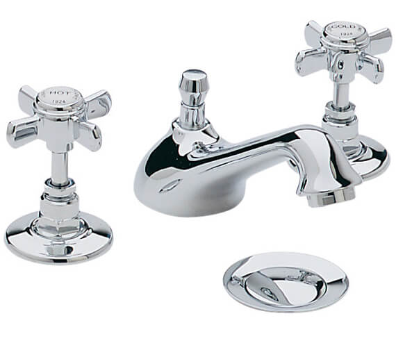 Heritage Dawlish Chrome 3 Taphole Basin Mixer Tap With Waste 