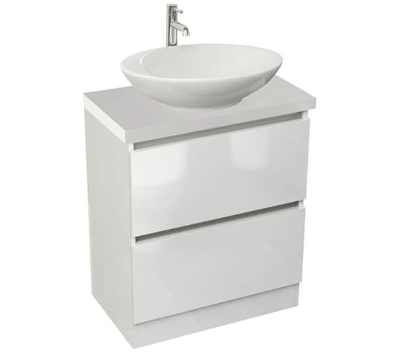 IMEX Echo 600mm Double Drawer Floor Standing Unit And Worktop White Gloss