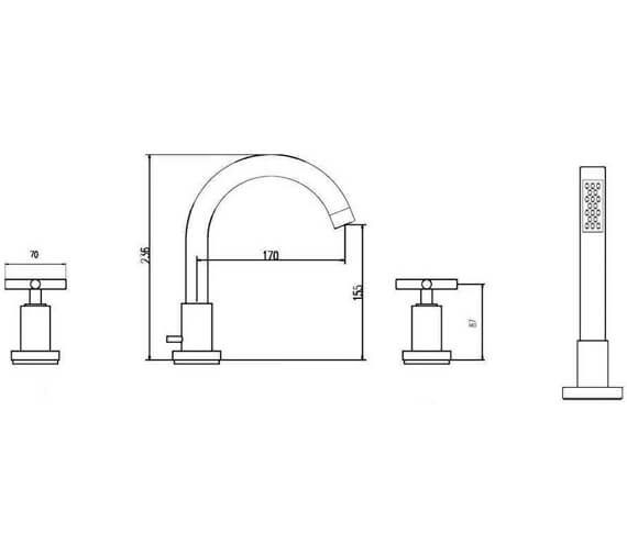 Hudson Reed Tec 4 Hole Bath Mixer Tap With Shower Kit - TEL334S