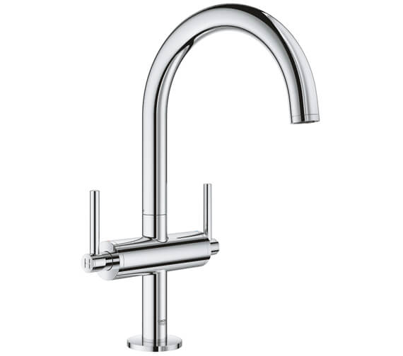 Grohe Atrio L Size Deck Mounted Basin Mixer Tap With Push-Open Waste - Lever Handle