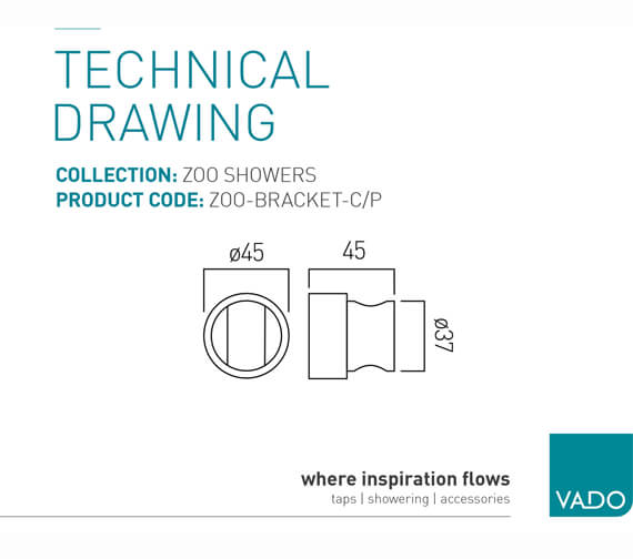 Vado Zoo Chrome Wall Mounted Shower Bracket ZOOBRACKETC/P