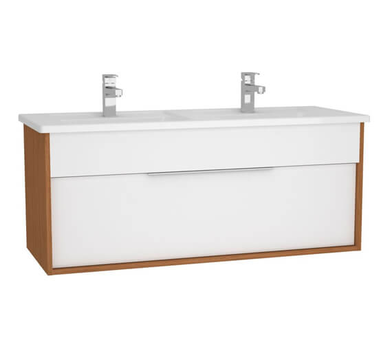 VitrA Integra 1200mm Single Drawer Wall Hung Vanity Unit With Double Basin