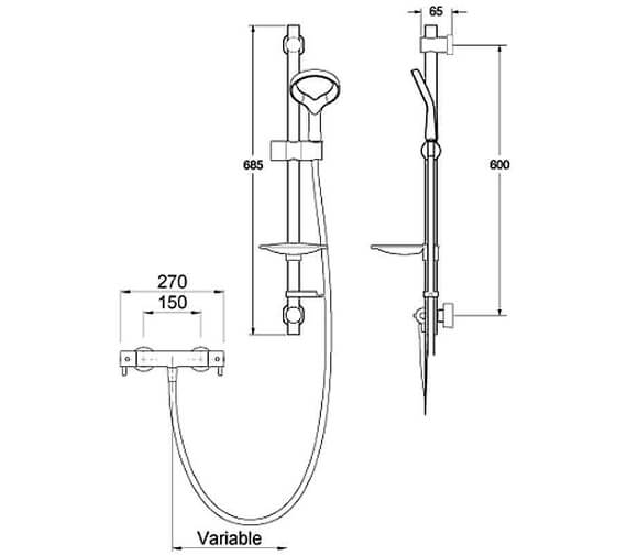 Methven Aurajet Aio Cool To Touch Chrome Bar Mixer Valve With Easy Fit ...