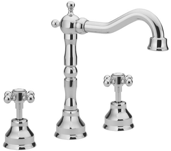 Tre Mercati Allora 3 Tap Hole Deck Mounted Basin Mixer Tap With Click Clack Waste